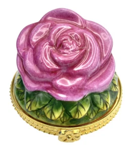 Scatola portagioie smaltata rosa rosa anello di fidanzamento amore romantico compleanno - Foto 1 di 6