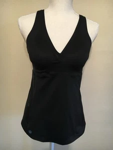 Athleta Be Bold Activewear Tank Top With Bra Mesh Back Zip Pocket Blk S - Picture 1 of 9