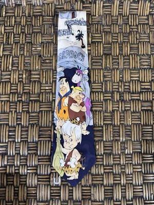 Gravata masculina vintage anos 90 canto desenho animado seda sílex - Imagem 1 de 4