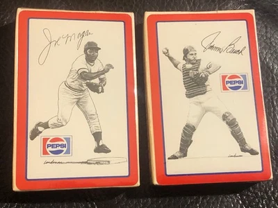 Juego completo de baraja de cartas Johnny Bench & Joe Morgan 1977 Cincinnati Reds X2 Pepsi Foto 1 de 4