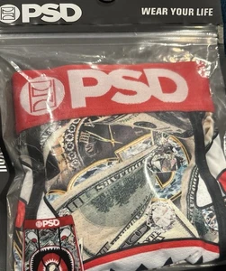 PSD Mens Size Large L Boxer Briefs 36-38 Roses and Money Themed Underwear New - Picture 1 of 2