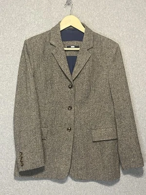 Piazza Sempione Women Wool Blend Tweed Blazer Jacket Sz 46 Grey Blue Lined Italy - Image 1 of 4