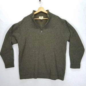 Woolrich Wool Sweater Men's Size L Dark Loden Heather 1/4 Zip Grandpa Fishing - Picture 1 of 13