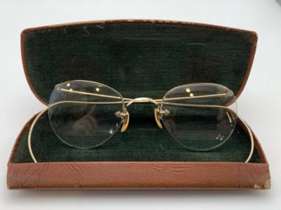 Anteojos con borde de alambre óptico americano vintage A/O 1/10 12K GF borde de lente grabado Foto 1 de 4
