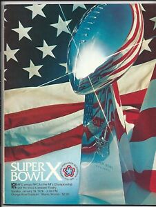 1976 Super Bowl X 10 program Pittsburgh Steelers v Dallas Cowboys Terry Bradshaw