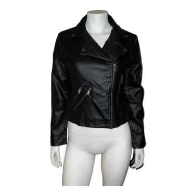Chaqueta de moto CoffeeShop Juniors imitación cuero asimétrica negra grande nueva con etiquetas Foto 1 de 4