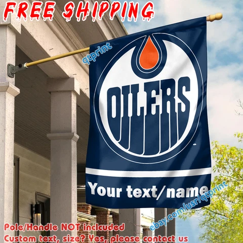 Custom Edmonton Oilers House Flag Personalized Name Banner 28x40 Fans Gift NHL Cover