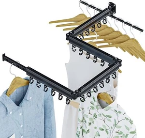 Wall Mounted Drying Rack Clothing Retractable,Foldable Clothes Hanger w/ 24 Hook - Picture 1 of 9