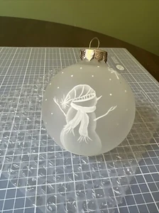 Hand Painted SNOWMAN in Glass Ornament - Picture 1 of 9
