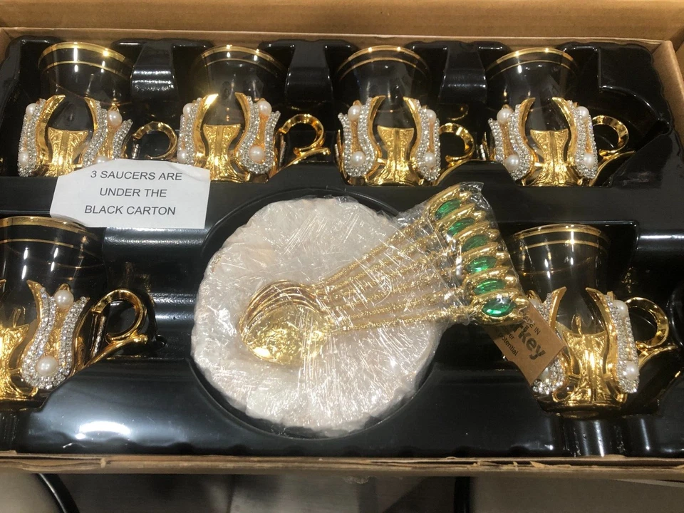 DEMMEX (Juego de 6) Juego de tazas de té y café turco con platillos porta cucharas Foto 1 de 1