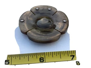 OLD RETRO VINTAGE Dressmakers unusual BROWN Flower DRESS BELT BUCKLE Pendant ? - Picture 1 of 9