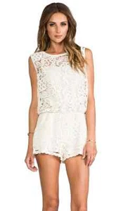 Mameluco de encaje Anthropologie Ella Moss Jaime marfil M nuevo con etiquetas - Imagen 1 de 4