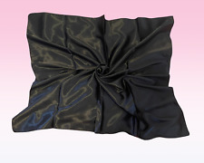 Black Satin Hair Scarf Large Silky Square Turban For Wrapping Natural Hair
