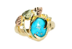 Natural Turquoise Ring 10K Gold Black Hills Gold Ring Black Hills Dakota - Picture 1 of 12