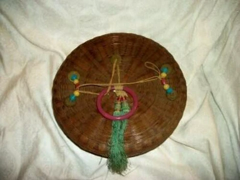 ANTIQUE CHINESE SEWING BASKET PEKING GLASS RING COINS TASSELS BEADS Cover