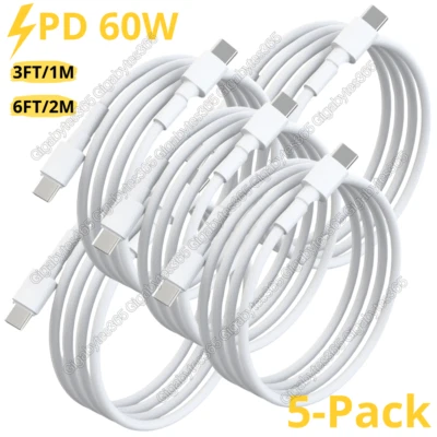 5Pack 60W USB C to USB C Cable Fast Charging Cord For Samsung Macbook Pro Type-C - image 1 of 4