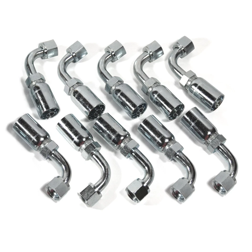 3/8" Hose x 3/8" JIC 37° Female 90° Hydraulic Hose End Elbow Crimp Fitting | FJX - Image 1 of 2