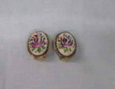 Vintage Signed Whiting & Davis Floral Clip-On Earrings