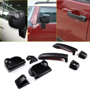 Matte Black Door Handle & Rearview Mirror Cover Trim Set For FJ Cruiser 2007-21 - Picture 1 of 13