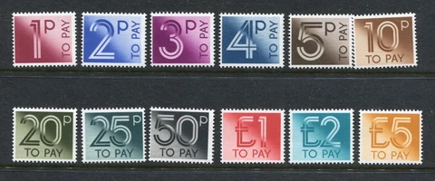 GB 1982 POSTAGE DUE MNH Set to £5 12 Stamps Cover