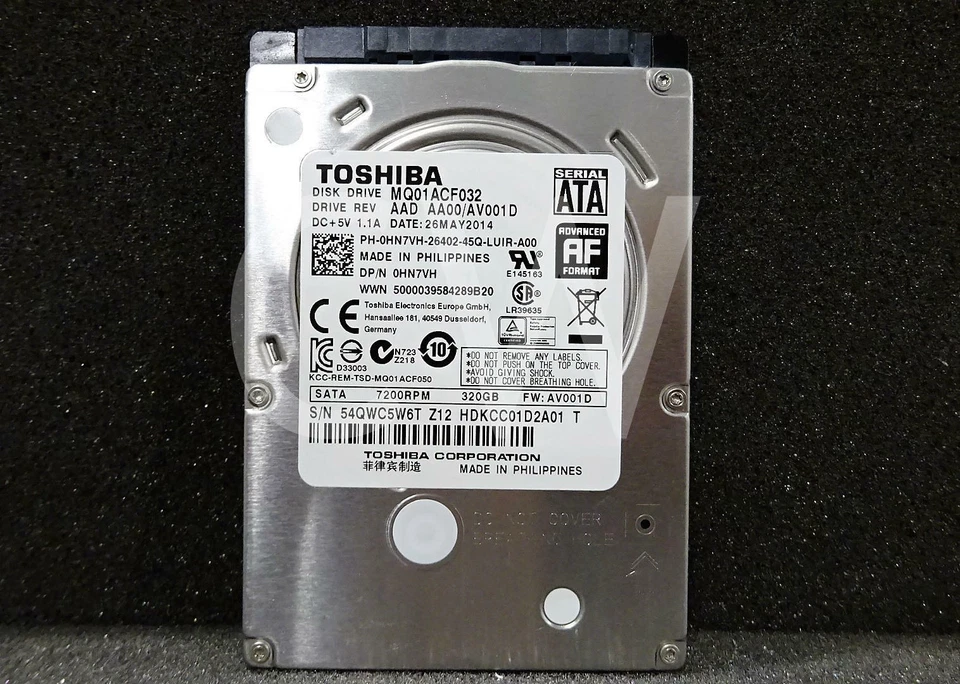 MQ01ACF032 Toshiba 0HN7VH 320GB 7.2K RPM 6Gb/s 2.5" SATA LAPTOP Hard Drive - Image 1 of 2