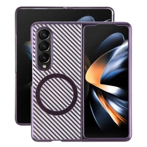 For Samsung Galaxy Z Fold4 6D Plated Carbon Fiber Clear Magsafe PC Phone Case - Photo 1 sur 2
