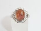 Ladies Sterling 925 Solid Silver 4 Carat Salmon Pink Tourmaline & Sapphire Ring