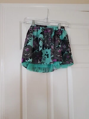 Minifalda Total Girl 8 verde/multicolor cintura elástica forro encaje ribete Foto 1 de 3