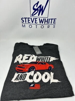 全新道奇男式红色白色酷炫爱国 T 恤 XLarge 木炭 Mopar 全新 — 第 1/3 张图片