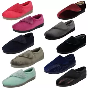 Mujer Padders 2E (Extra Ancho) Ajuste Textil Gancho y Lazo Pantuflas, Hug1 - Imagen 1 de 19