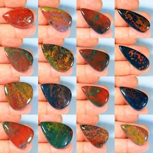 HIGH QUALITY NATURAL MULTI RED BLOODSTONE JASPER OVAL PEAR CABOCHON GEMSTONE FT- - Picture 1 of 17