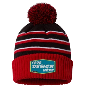 RICHARDSON Custom Unisex Stripe Pom Cuffed Beanie-134 - Picture 1 of 18