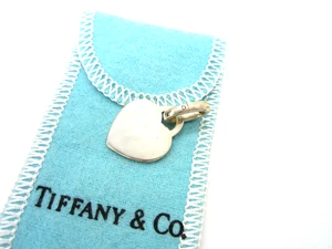 Estate Tiffany & Co Sterling Silver Heart Tag With Jumpring Charm Pendant - Picture 1 of 6