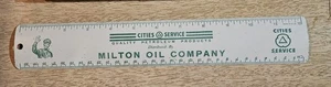 Regla de metal publicitaria vintage Cities Service Milton Oil Company - Imagen 1 de 2