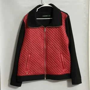 Ralph Lauren giacca pile trapuntata rosso/nero full zip con tasche taglia XL - Foto 1 di 12