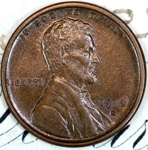 1916-S PRÍSTINA + GEMA BU MS LINCOLN WHEAT PENNY DC 87 DE COLECCIÓN ORIGINAL - Imagen 1 de 3
