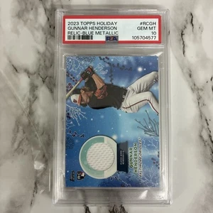 Parche Topps Holiday Relics 2023 #RCGH Gunnar Henderson azul RC PSA 10 54/99 - Imagen 1 de 2