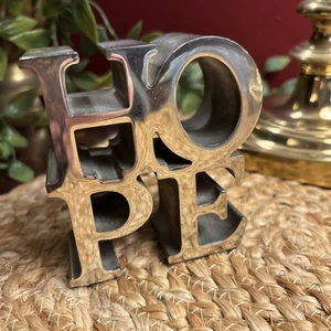 Robert Indiana HOPE SCULPTURE Stainless Steel Pop Art Paperweight EXCELLENT ! - Picture 1 of 7