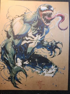 Venom illustrazione fumetto originale firmata 8,5x11 certificato di autenticità incluso - Foto 1 di 19
