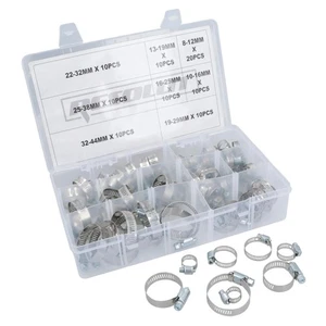 Assorted Stainless Steel Hose Pipe Clamps for Air Water Fuel Gas 8 – 44mm 91pc - Picture 1 of 6