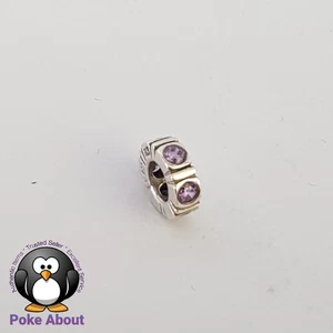 Retired Pandora Silver Purple Lavender CZ Trinity Spacer Charm 790368ACZ - Bild 1 von 6