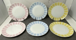 Set Of 6 Vintage Bavaria Qualitats Porzellan Monika Stripe Dessert Salad Plates - Picture 1 of 6
