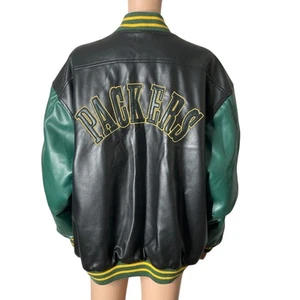 VTG NFL Green Bay Packers Varsity Bomber Jacket Mens Lar Green Black Wool Blend - Picture 1 of 14