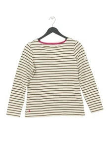Joules Women's Top UK 10 White Striped 100% Cotton Long Sleeve Round Neck Basic - Picture 1 of 6