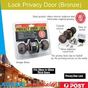Lock Privacy Door (Bronze) Set Bathroom Hall Passage Dummy Entrance Handle - Picture 1 of 1