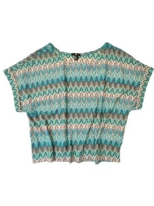 H&M glitzerndes transparentes offenes Strick Kurzarm Top Gr. M elegant adrett Boho Indie - Bild 1 von 12