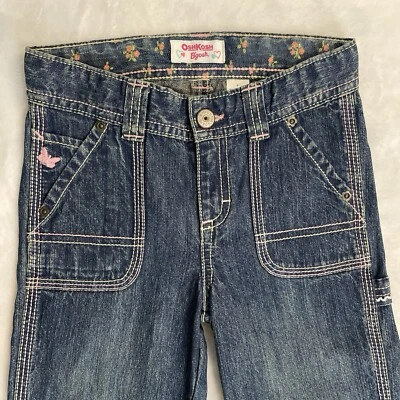 Pantalones de mezclilla Osh Kosh BGosh para niñas talla 6 rosa costura bordado mariposa nuevos Foto 1 de 4