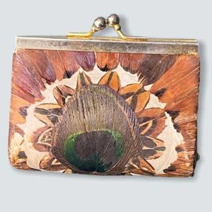 Cartera de monedas de plumas vintage - Imagen 1 de 7