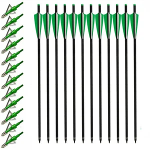 HUNTINGDOOR 20" Crossbow Bolts Carbon Arrows 100Grain Arrowhead OD8.8mm 4" Vane for Hunting