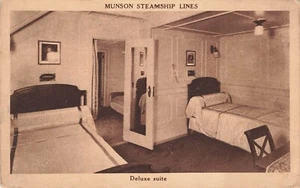Suite de lujo de tarjeta postal Munson Steamship Lines New York NY - Imagen 1 de 2